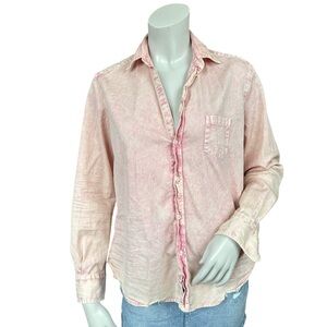 Frank & Eileen Eileen Mineral Wash Pink Distressed Casual Button Down Shirt XS